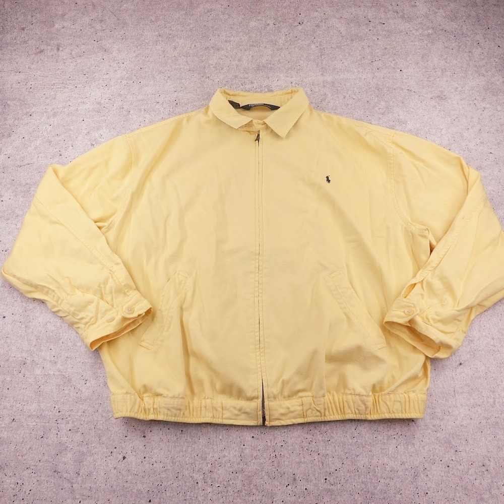 Vintage Polo Ralph Lauren Mens XXL Yellow Cotton Harrington Jacket Plaid Collar